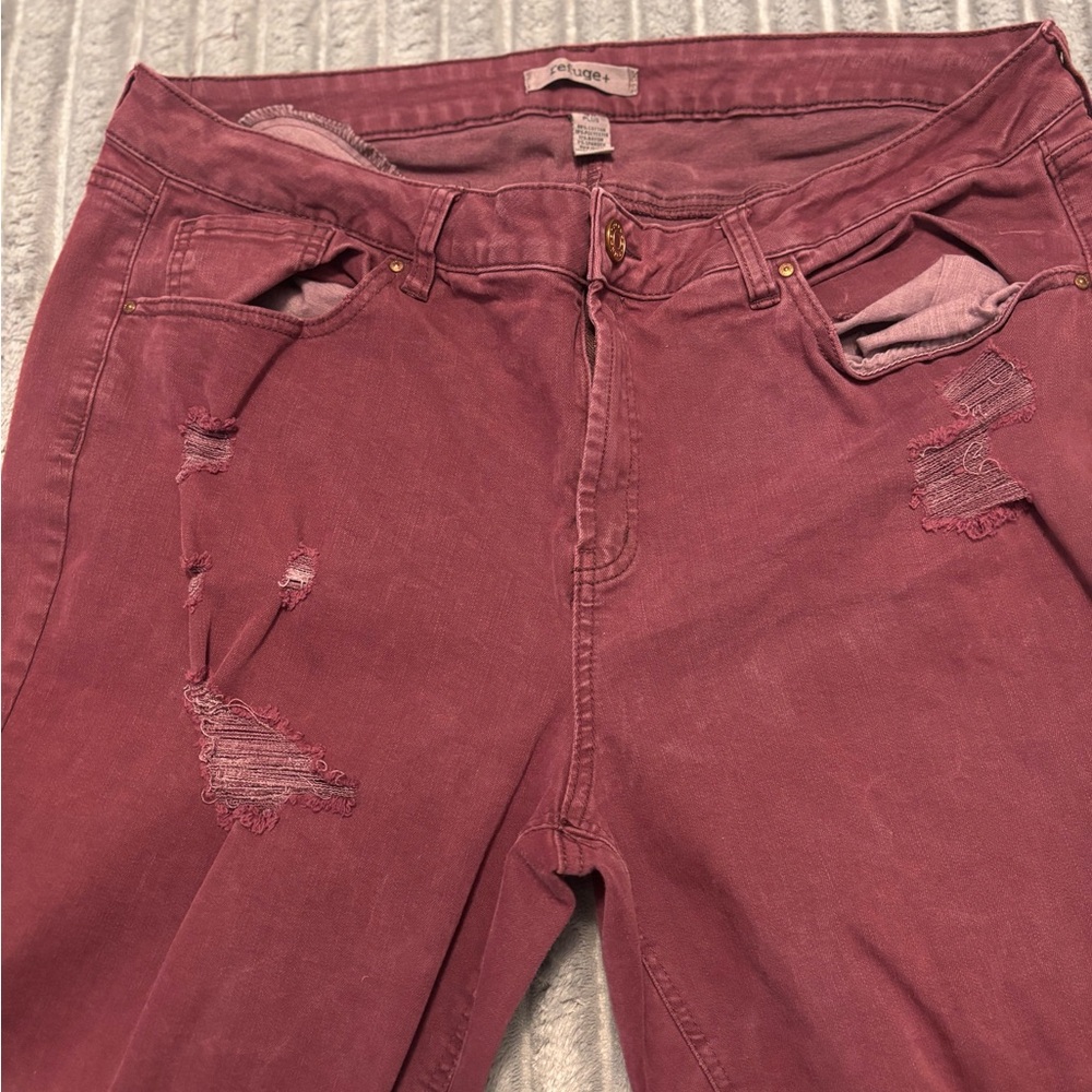Refuge Women's Distressed Pink Skinny Jeans